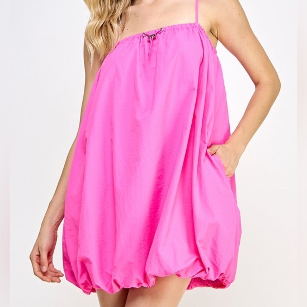 THE VINTAGE SHOP HOT PINK COURTNEY TANK BALOON MINI DRESS! SUZE S